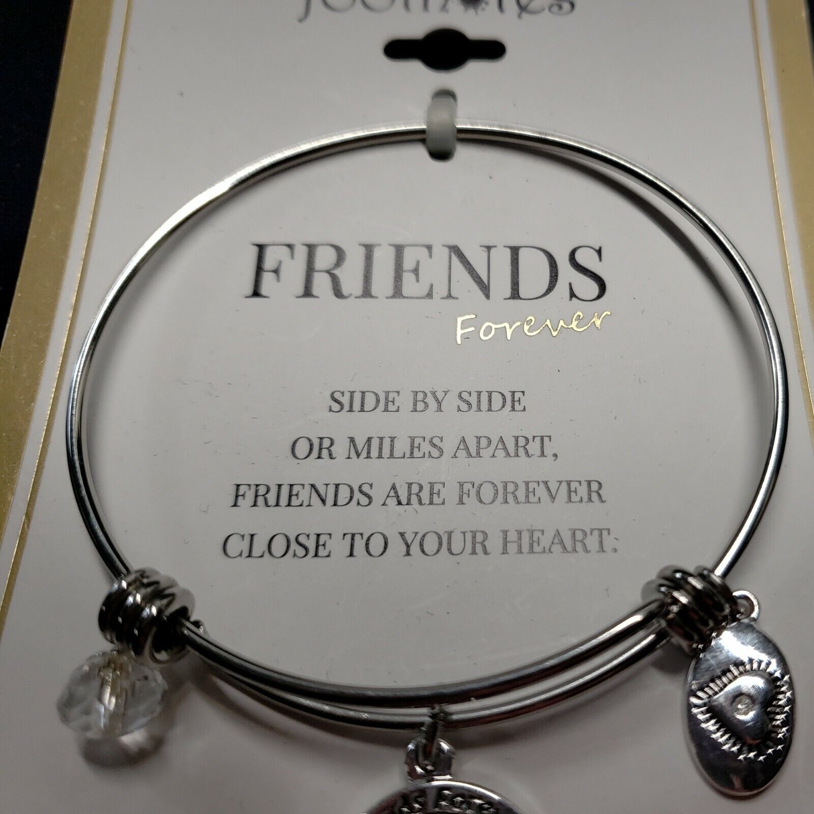 Footnotes Friends Forever Wire Bracelet One Size Adjustable In Silver Tone Nwt — image 3 of 8
